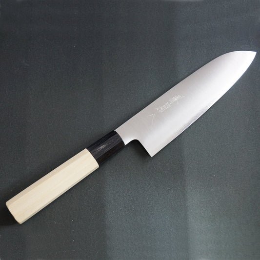 Cuchillo multiusos Santoku 170mm 6.7"papel plata forjado 3 Sakai Japan skc-013