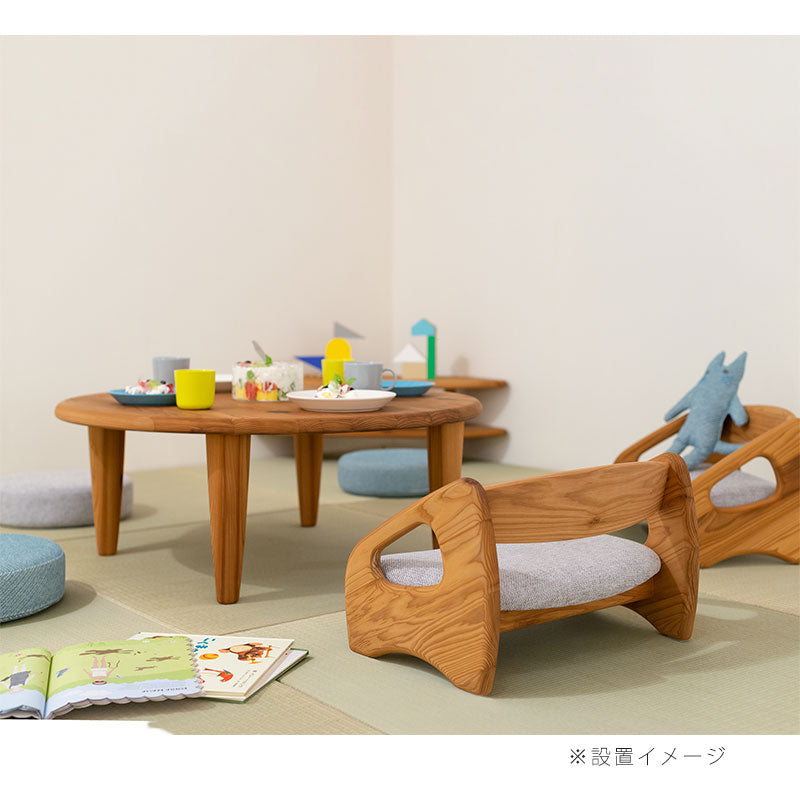 フロアテーブル円形杉座SUGIZAスギ杉圧縮板目材節入り飛騨産業国産幅90cm