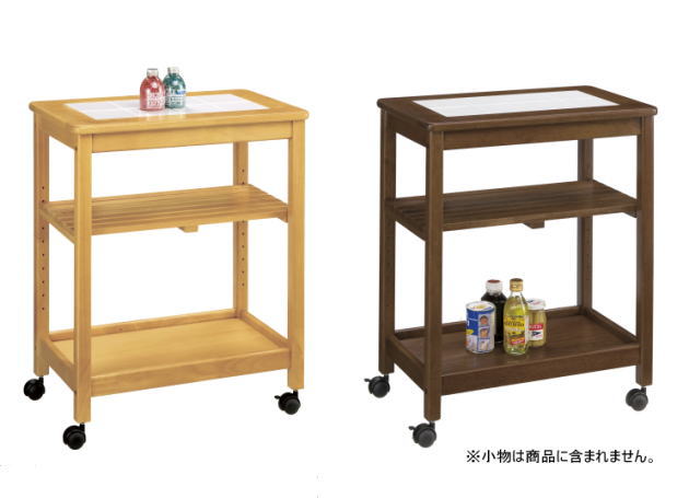 58幅ワゴン（WA-S580NA・WA-S580BR）・キャスター、可動棚1枚付スリムワゴン。ナチュラルとダークの2色【送料無料】