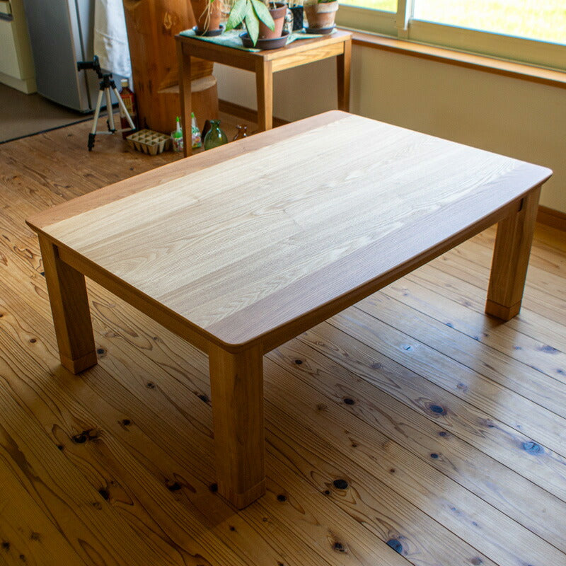 タモ材三味胴タイプのこたつ家具調こたつ座敷机リビングテーブル座卓幅105cm120cm長方形タモ突板格子構造和室日本製