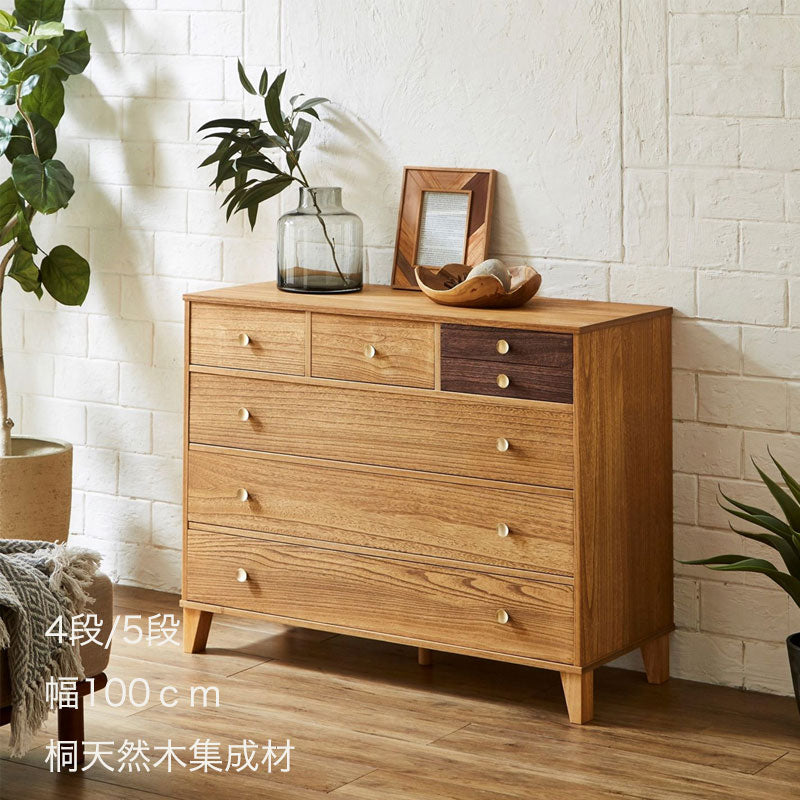 脚付き桐チェスト桐たんす衣装収納タンスチェスト家具5段4段ダークブラウンナチュラルバイカラー真鍮製取手肥前桐民芸国産マーゼルンCOPAコパ