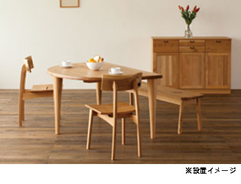 l森のことばダイニングテーブルSN390WP半月形150x100【日本製】[送料無料]飛騨産業キツツキナラ材