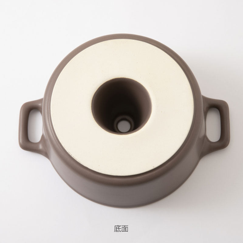 パン焼き器調理器具自家製パン鍋ドーナツ状フタ付き陶器オーブン直火電子レンジおしゃれ白黒茶かもしか道具店