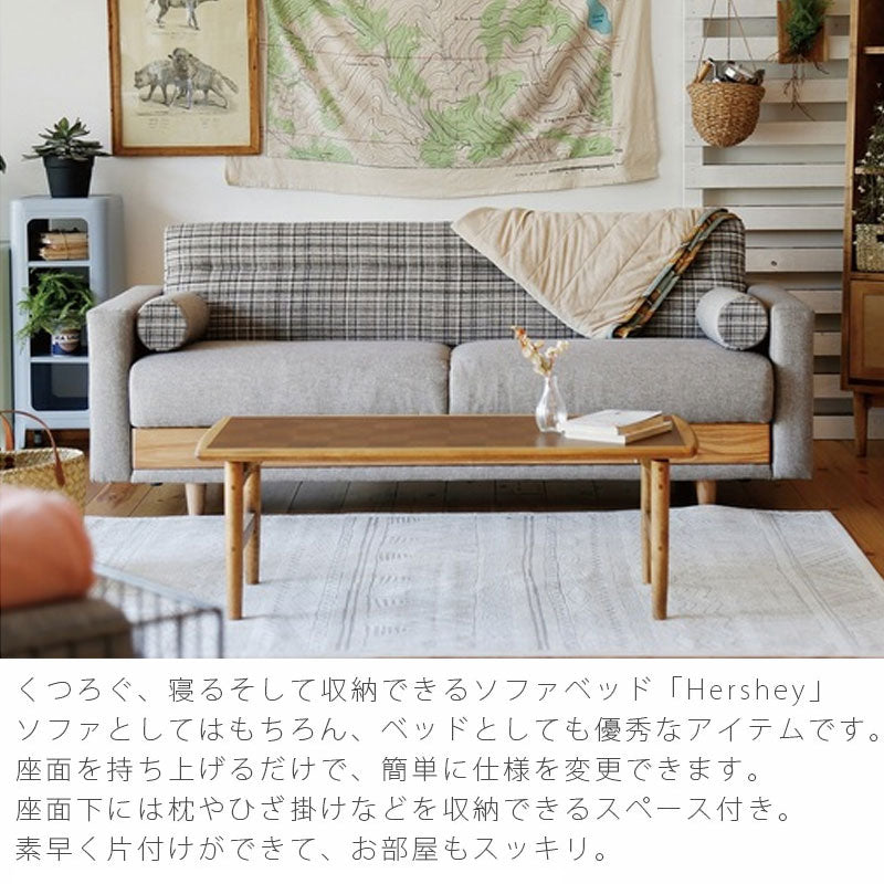 ソファベッドソファ座面下収納1つで3役収納付きファブリックHersheysofabedハーシーandgアンジーnoraノラ