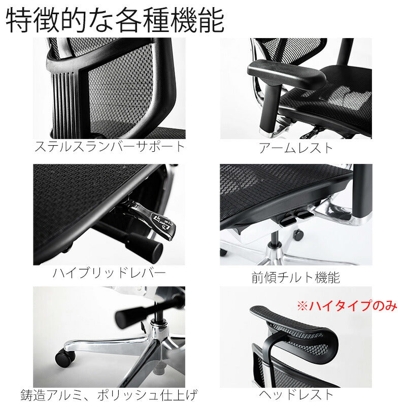 【正規品】エルゴヒューマンエンジョイハイタイプ/ロータイプergohumanenjoyチェアビジネスチェアオフィスチェアキャスターヘッドレストアーム付調節機能メッシEJ-HAM/EJ-LAM