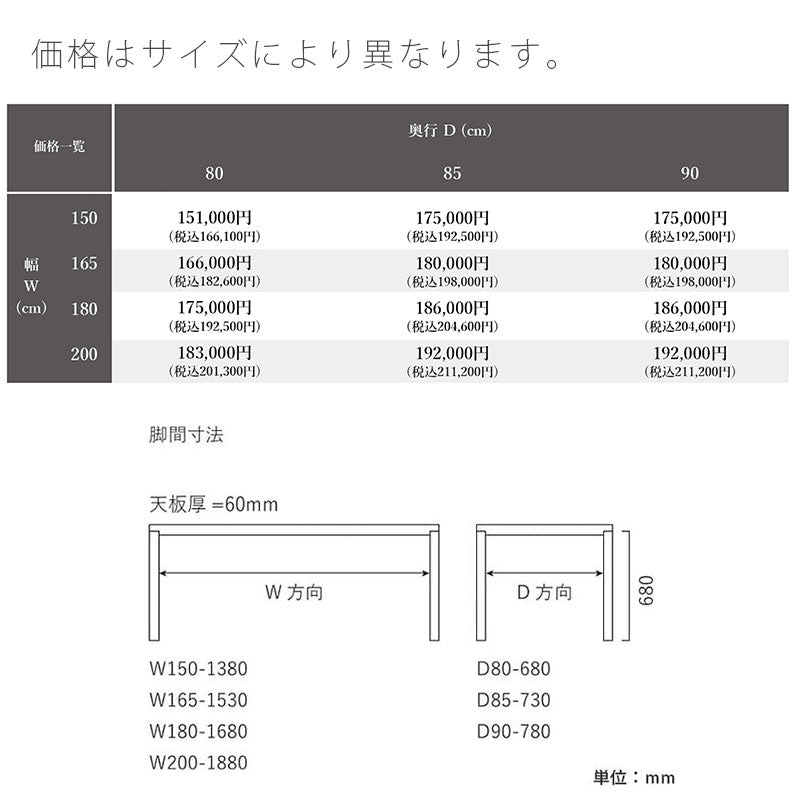 ダイニング用家具ダイニングテーブルスクエアセミオーダー150cm200cmオーク突板ウォールナット突板acloアクロNIPPONAIREニッポネア日本製