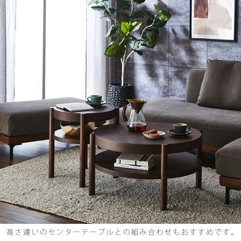 サイドテーブルリビング用家具コーヒーテーブル机円形棚付きナチュラルブラウンカフェ風おしゃれ49cmCYLINDAsidetableシリンダサイドテーブルNIPPONAIREニッポネア日本製