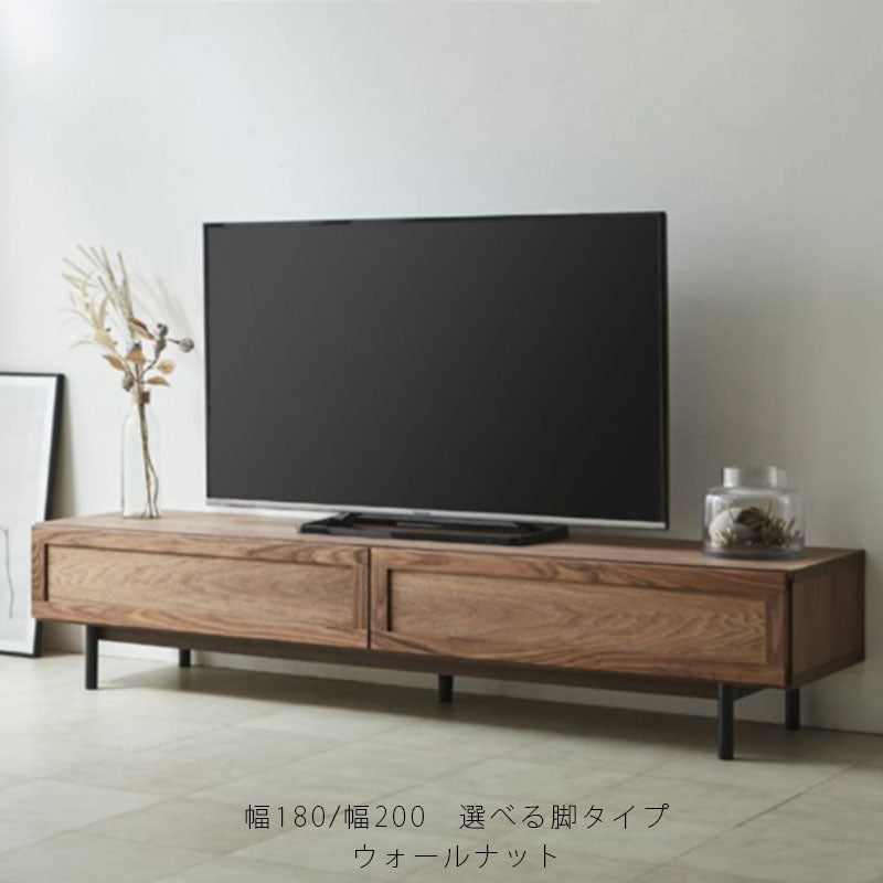 (開梱・設置無料)TVボードリビング用家具AVボードローボード180cm200cm引出付フラップ扉ウォールナットスチール脚ELEGATVboardエレガテレビボードNIPPONAIREニッポネア日本製