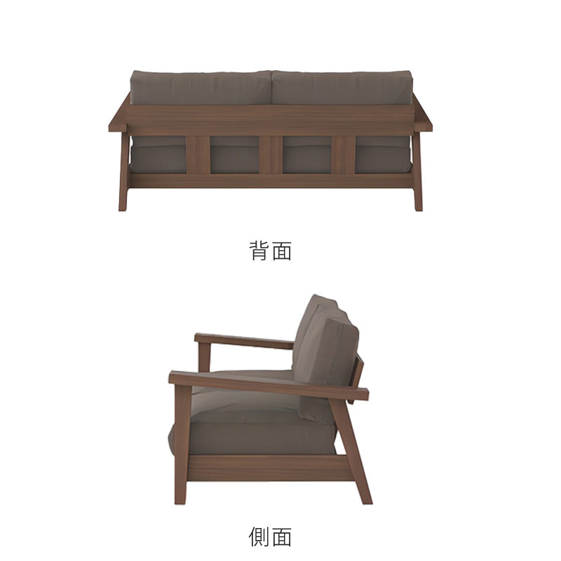 ソファ3P肘付き倉敷帆布海松茶色ファブリックウォールナットオーク無垢材重厚感murrayマレーNIPPONAIREニッポネア日本製