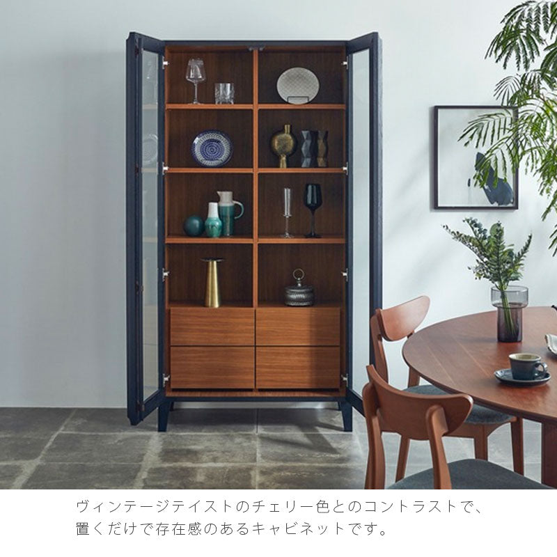 (nn新規)キャビネットリビングダイニング家具コレクションボード収納家具キッチン収納ヴィンテージブラックチェリー色WISEワイスcabinetキャビネットNIPPONAIREニッポネア日本製