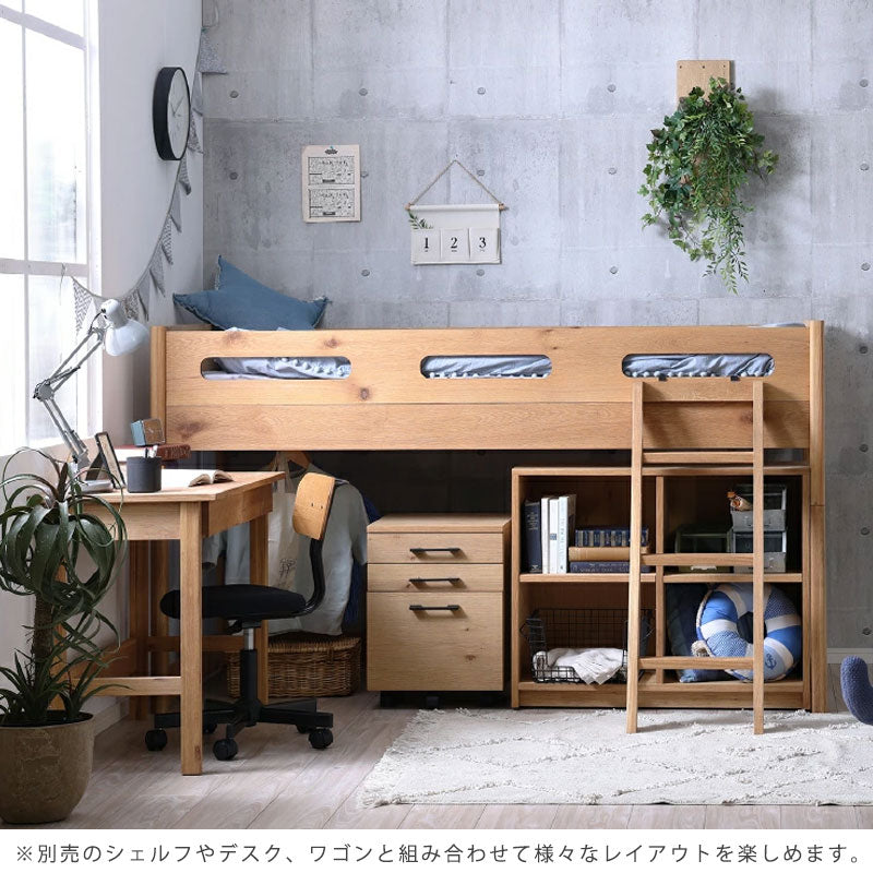 (正規品)ベッドハイベッドロフトベッドキッズ用家具ハシゴ付ハンガーラック付きナチュラル子供部屋寝室北欧かわいいBASEbedベースnoraノラ