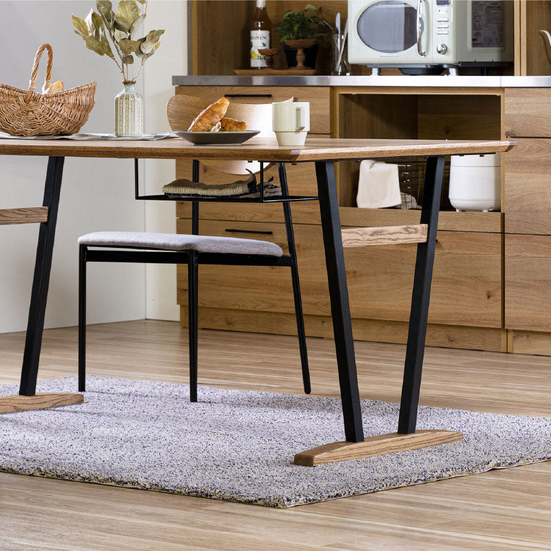 オーク突板天板ダイニングテーブル食卓テーブル長方形140cm160cmラック付/無オークナチュラルアイアン脚木脚diningtableoakIROROイロロnoraノラ