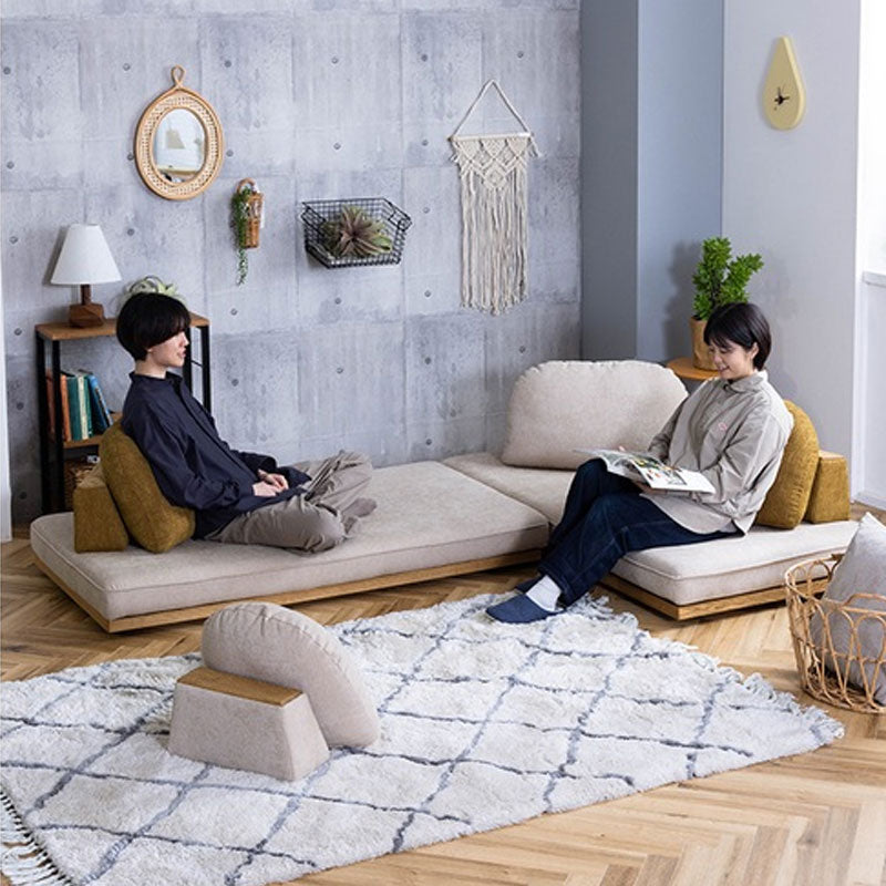 (正規品)バックレスト単体背クッション肘置きS/M床置きカバーリング模様替え北欧ファブリックカスタードオリーブビターMOKEbackrestモークnoraノラ