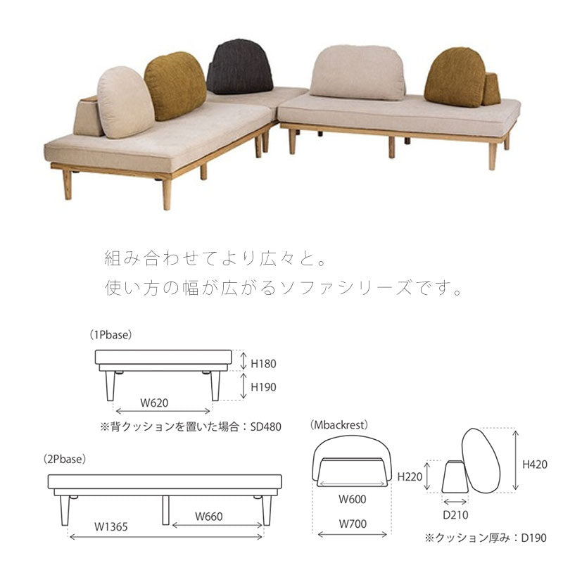 (正規品)バックレスト単体背クッション肘置きS/M床置きカバーリング模様替え北欧ファブリックカスタードオリーブビターMOKEbackrestモークnoraノラ