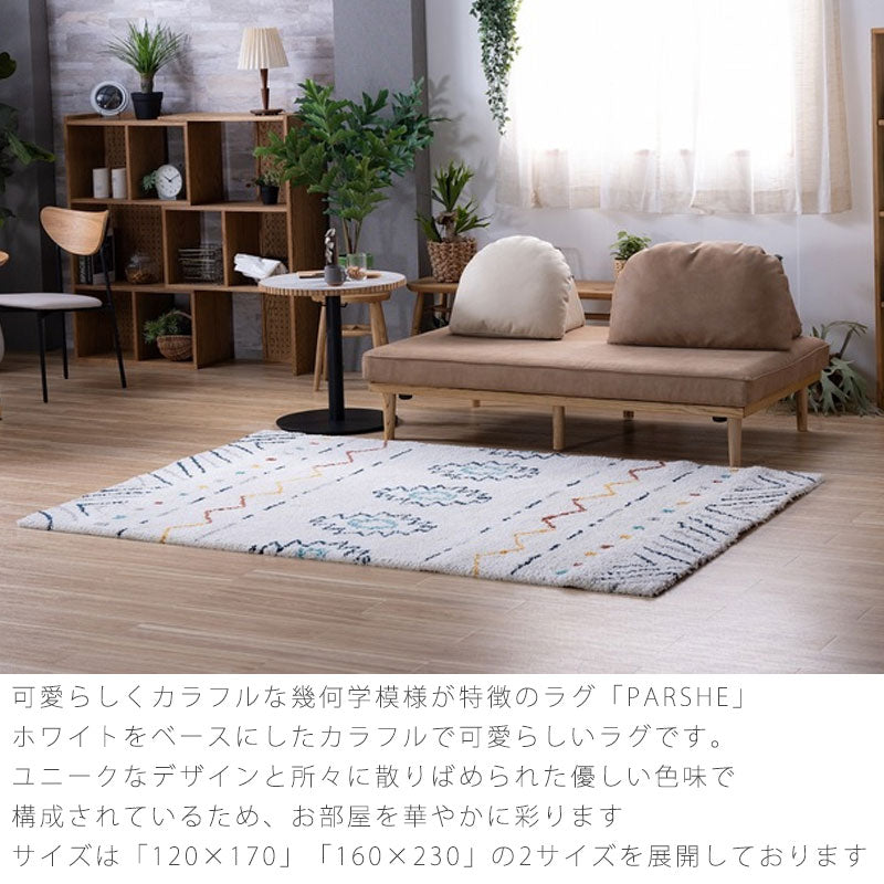 ラグ幾何学模様ユニークおしゃれ120x170160x230ホットカーペット可オールシーズン長方形トルコ産PARSHEパルシェrugノラnora