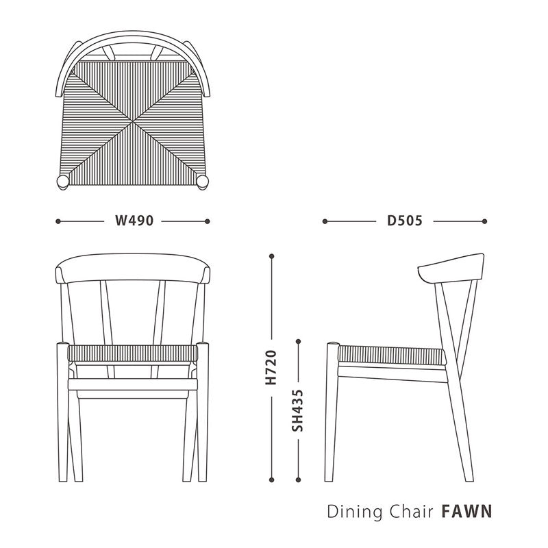 (正規品)ダイニングチェアチェア椅子ハーフアームチェアおしゃれオークペーパーコード北欧diningchairFAWNファウンNWLHノーウェアライクホーム