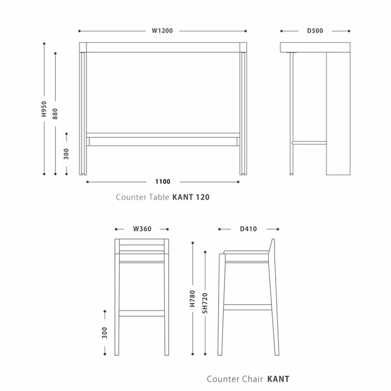 カウンターテーブルサイドテーブル作業机パソコンデスク幅120cmオークウォールナット北欧おしゃれKANTcountertableカントカウンターテーブルNWLHノーウェアライクホーム