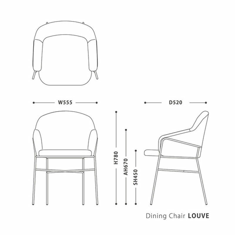 (正規品)ダイニングチェアチェア椅子アームチェア肘一体型おしゃれスチールファブリック北欧diningchairLOUVEルーブNWLHノーウェアライクホーム