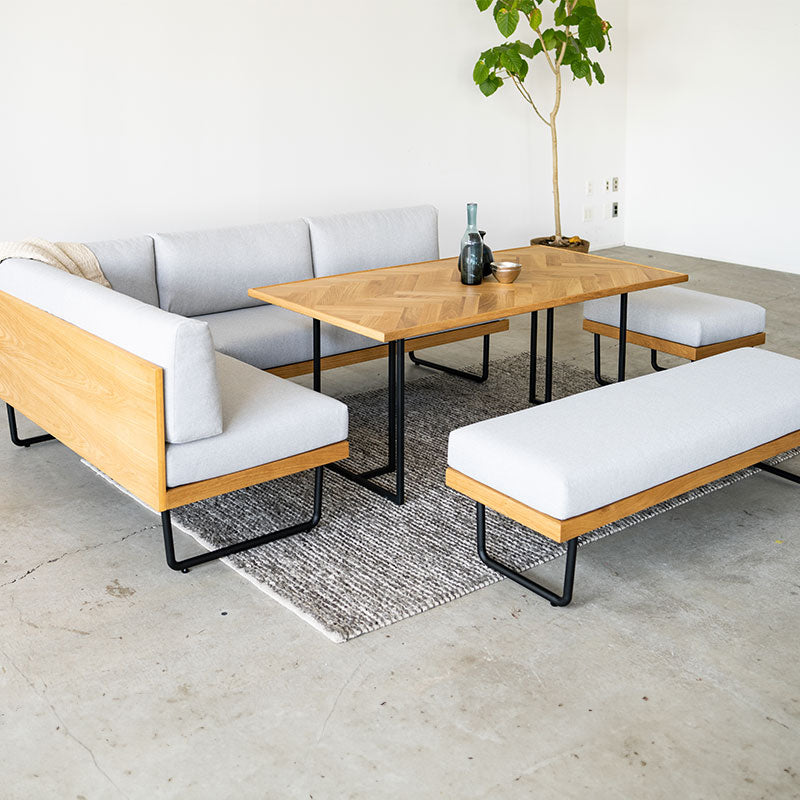 (正規品)ダイニングテーブル北欧おしゃれヘリンボーン柄幅120cm135cm150cm165cm180cmオークスチール脚NODEノードNWLH