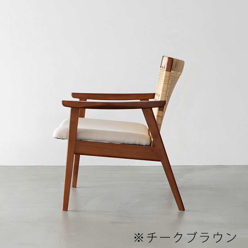 ラウンジチェアアームチェアチェア1人掛けラタンシンプルチーク材ナチュラルブラックSKAVEスケイブloungechairNOWHERELIKEHOME