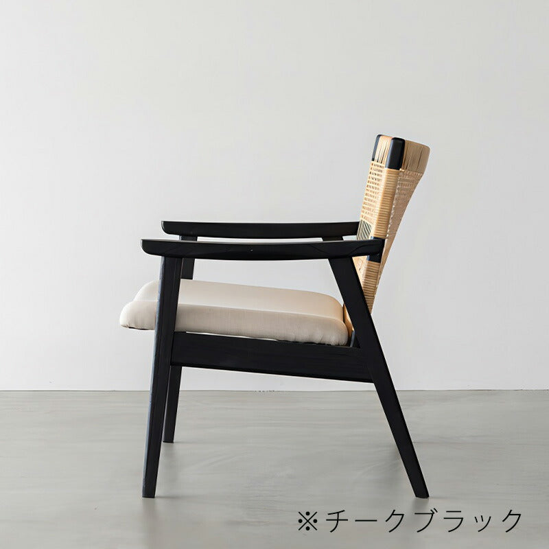 ラウンジチェアアームチェアチェア1人掛けラタンシンプルチーク材ナチュラルブラックSKAVEスケイブloungechairNOWHERELIKEHOME