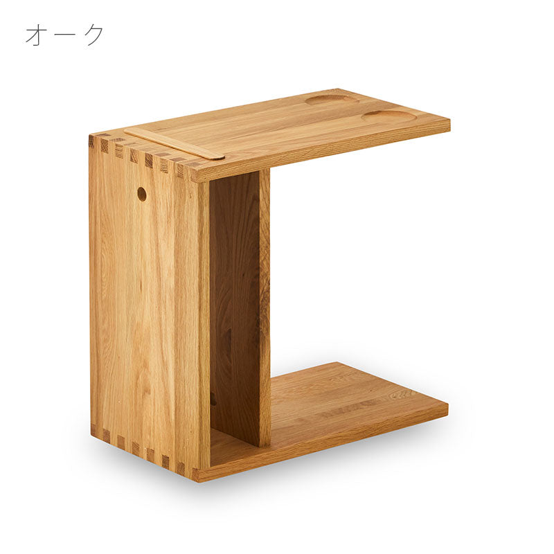 サイドテーブルソファサイドテーブルコーヒーテーブルコの字型スマホスタンド付きウォールナットオークTRAVISSIDETABLEトラビスサイドテーブルNWLHノーウェアライクホーム