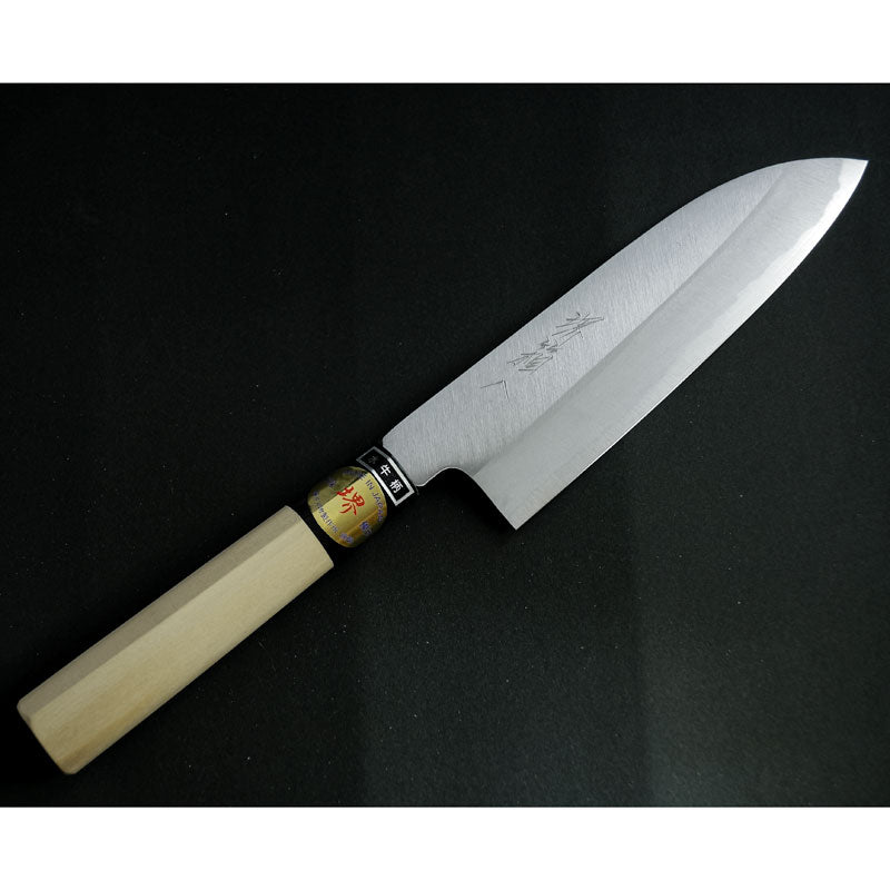 (送料無料)(名入れ無料)「堺兼近作」170mm磨き仕上げ三徳包丁(白二鋼)伝統の堺包丁・白紙2号刃渡り17cm堺刃物の伝統工芸師による日本製の文化包丁(万能包丁)