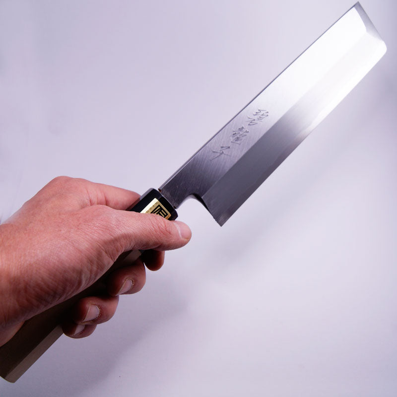 堺兼近作薄刃包丁青銅7寸刃渡り19.7cm