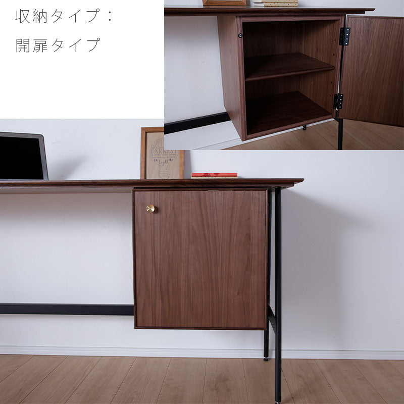 (開梱・設置無料)デスク薄型机学習机リビングデスクパソコンデスク作業台仕事机引出し付キャビネット付化粧台ドレッサーウォールナットオークスリムデスク