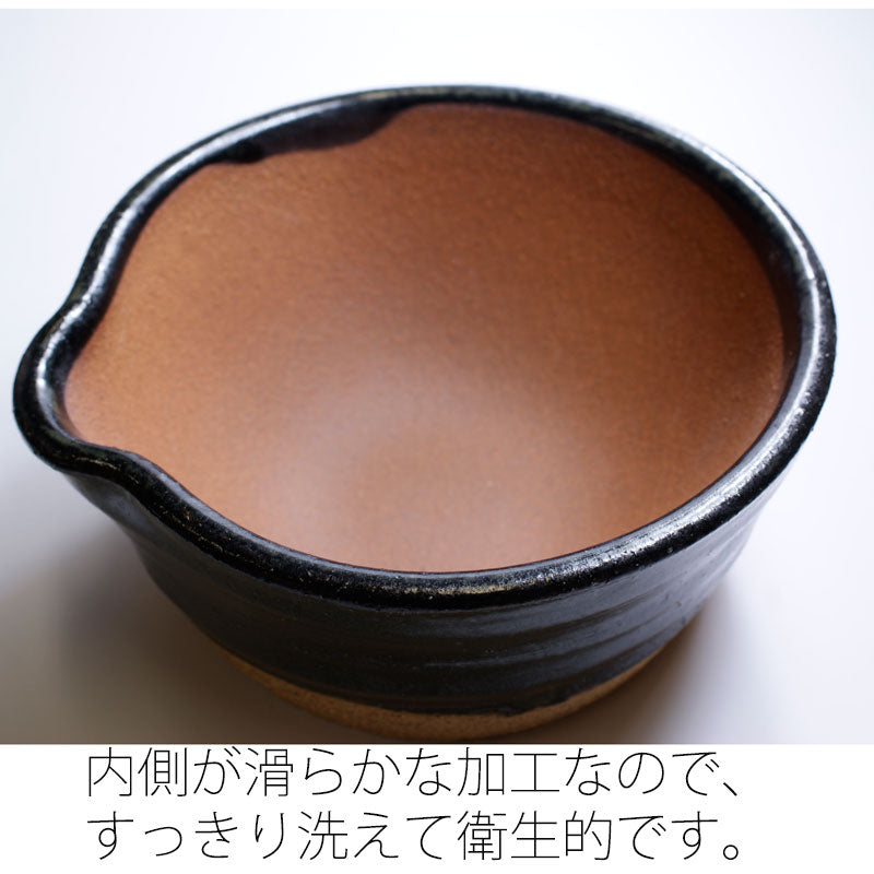 溝のないすり鉢(擂鉢)萬古焼のすり鉢ゴマすり国産すりこぎ付き陶器幅15.5cm20.5cm
