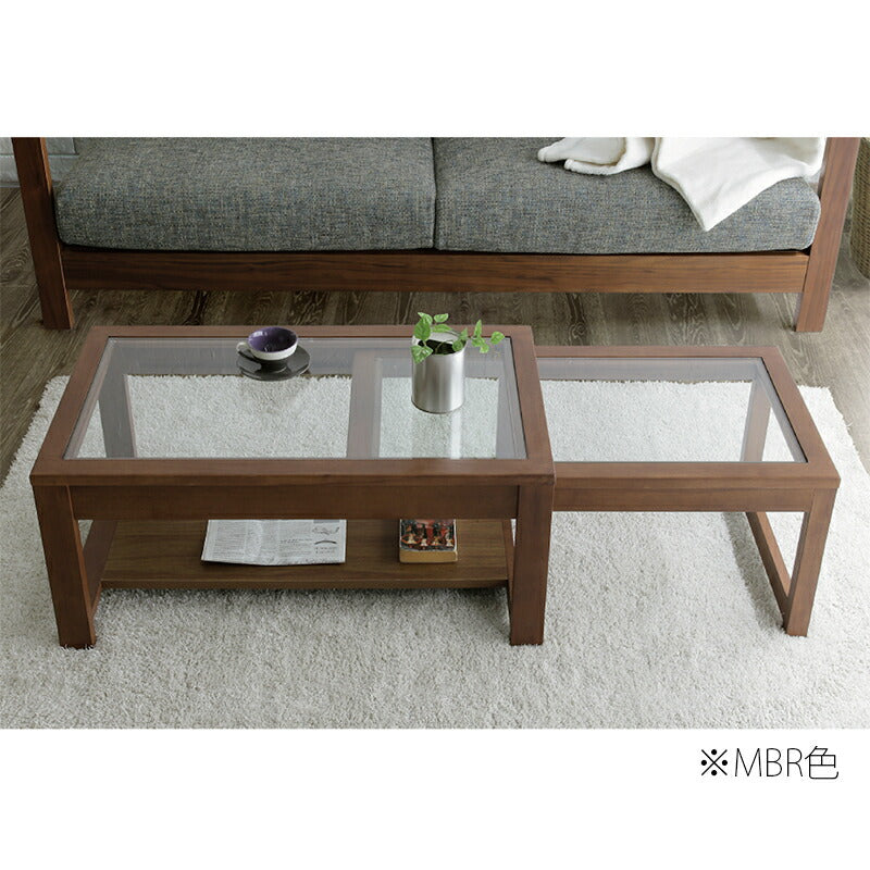 ダイニング家具センターテーブルローテーブルリビングテーブル伸長式エクステンション北欧モダンガラス天板ラバーウッド棚板長方形CARYキャリーシギヤマ家具