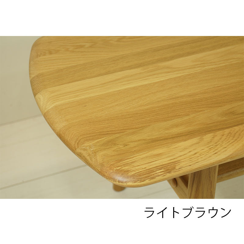 センターテーブルリビングテーブル幅120cmホワイトオーク無垢材棚板付きホワイトライトブラウン
