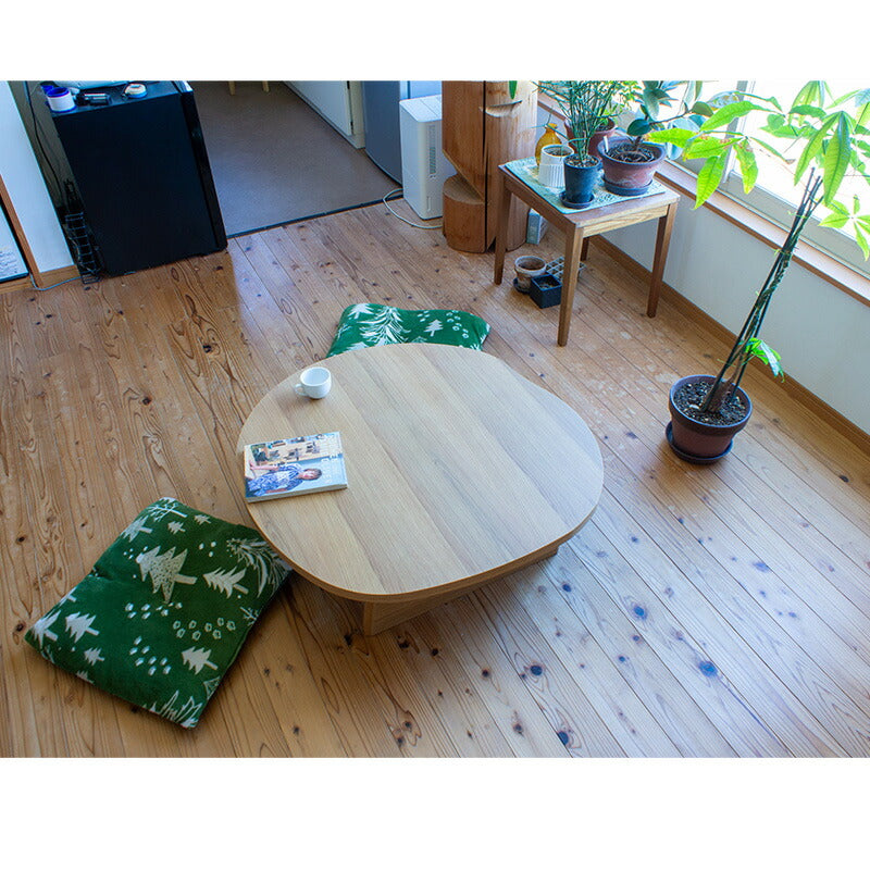 (在庫限り特価)センターテーブルリビングテーブル円形変形座卓折りたたみ幅90ｃｍ天然突板ウォールナットオーク