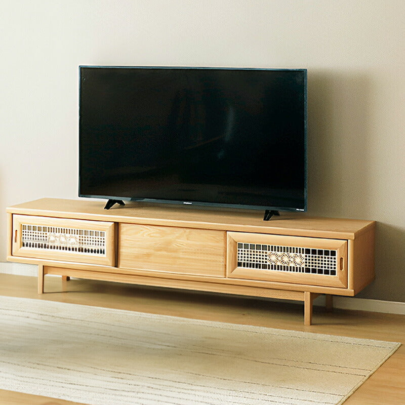 TVボードテレビ台AVキャビネット幅185cm幅220cmウォールナット材ホワイトオーク材無垢材組子細工モダン和風YUGA優雅シギヤマ