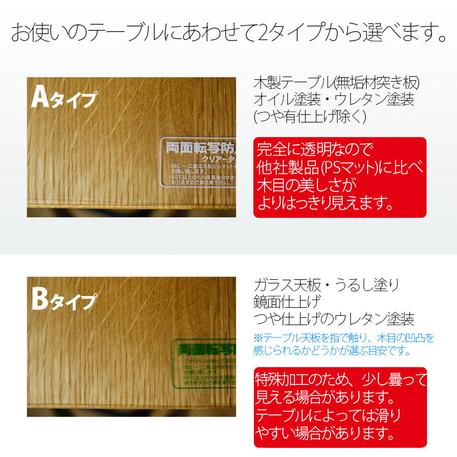 [送料無料][代引できません]両面非転写テーブルマット(90x150cm以内)別注サイズ厚さ2mm/3mm,非密着性テーブルクロス透明(クリア)のビニールマット(ビニールクロス/デスクマット/テーブルカバー/クリアーマット/)テーブル保護(傷防止),オーダーメイド